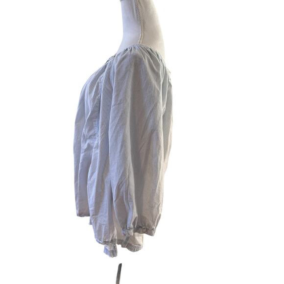 Free People Oxford Button Front Swing Tunic Top Blue L - Picture 6 of 9